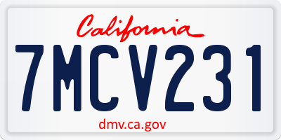 CA license plate 7MCV231