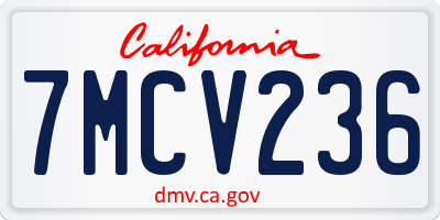 CA license plate 7MCV236