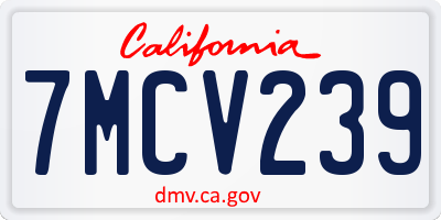 CA license plate 7MCV239