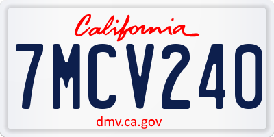 CA license plate 7MCV240