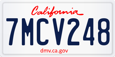 CA license plate 7MCV248