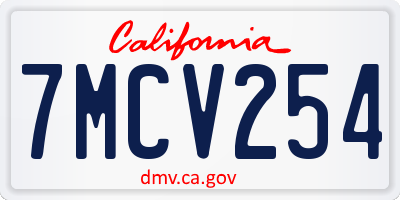 CA license plate 7MCV254