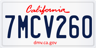 CA license plate 7MCV260