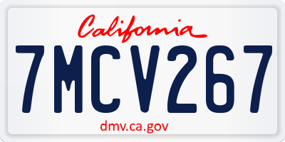 CA license plate 7MCV267
