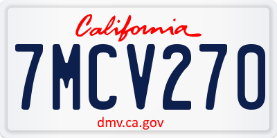 CA license plate 7MCV270