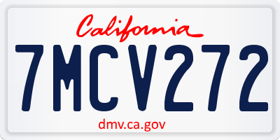 CA license plate 7MCV272