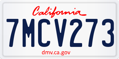 CA license plate 7MCV273