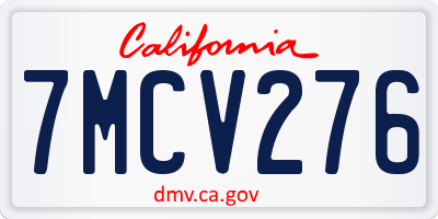 CA license plate 7MCV276