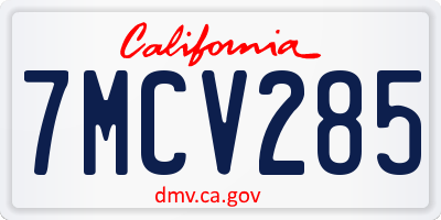 CA license plate 7MCV285