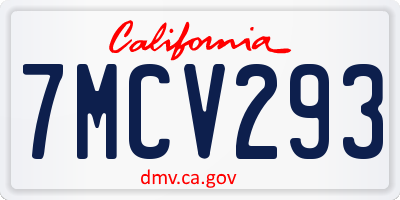 CA license plate 7MCV293
