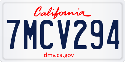 CA license plate 7MCV294