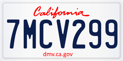 CA license plate 7MCV299