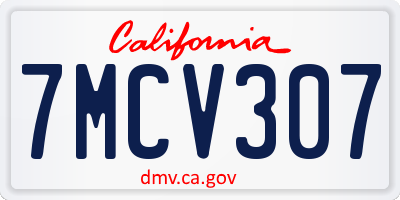CA license plate 7MCV307