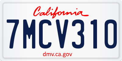 CA license plate 7MCV310