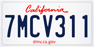 CA license plate 7MCV311