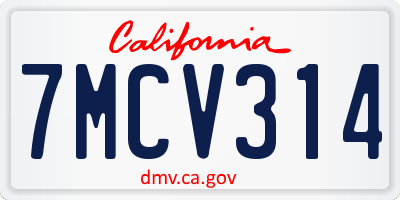 CA license plate 7MCV314