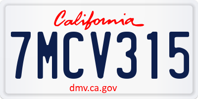 CA license plate 7MCV315