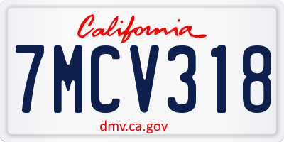 CA license plate 7MCV318