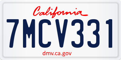 CA license plate 7MCV331