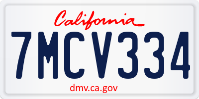 CA license plate 7MCV334