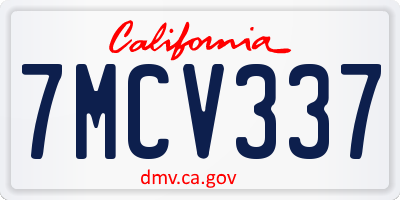 CA license plate 7MCV337
