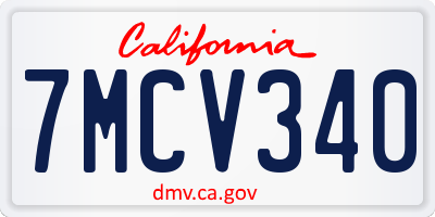 CA license plate 7MCV340