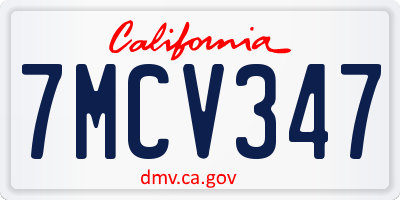 CA license plate 7MCV347