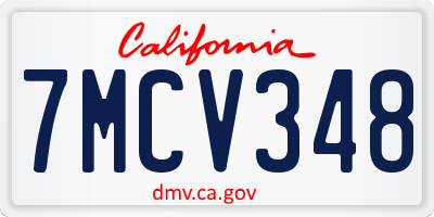 CA license plate 7MCV348