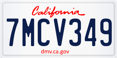 CA license plate 7MCV349