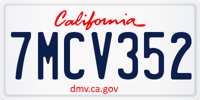 CA license plate 7MCV352