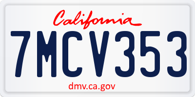 CA license plate 7MCV353