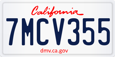 CA license plate 7MCV355