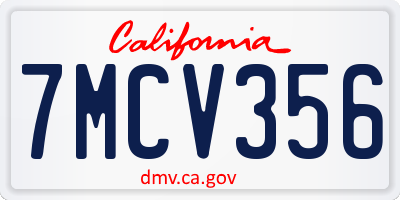 CA license plate 7MCV356