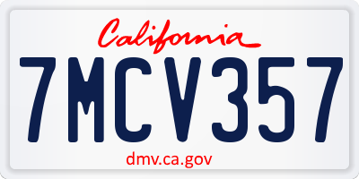 CA license plate 7MCV357