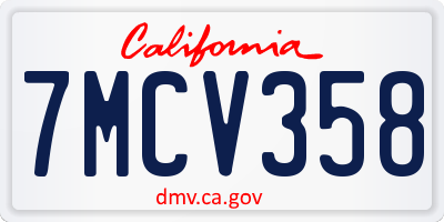 CA license plate 7MCV358