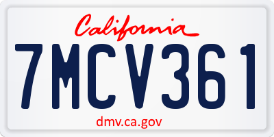 CA license plate 7MCV361