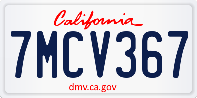 CA license plate 7MCV367