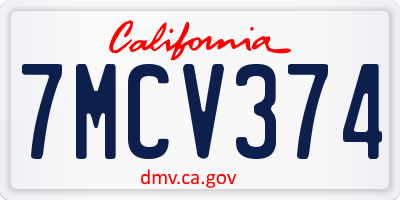 CA license plate 7MCV374