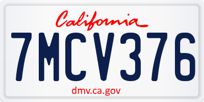 CA license plate 7MCV376