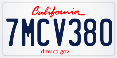 CA license plate 7MCV380