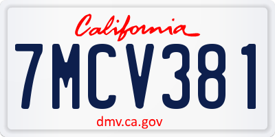 CA license plate 7MCV381