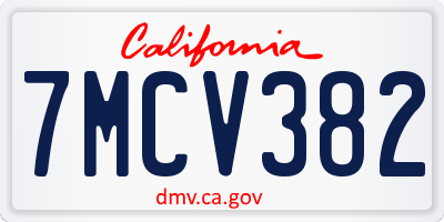CA license plate 7MCV382