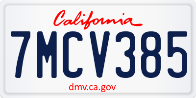 CA license plate 7MCV385