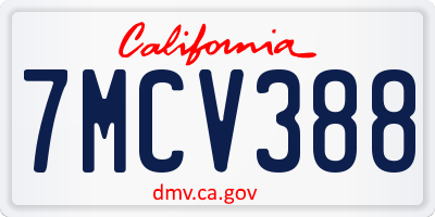 CA license plate 7MCV388