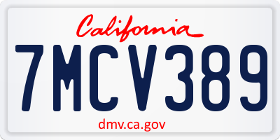 CA license plate 7MCV389