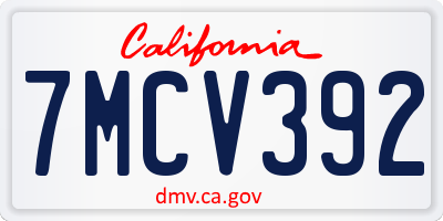 CA license plate 7MCV392