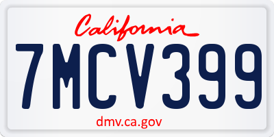 CA license plate 7MCV399
