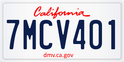 CA license plate 7MCV401