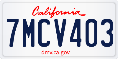 CA license plate 7MCV403