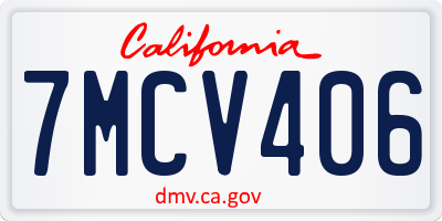 CA license plate 7MCV406